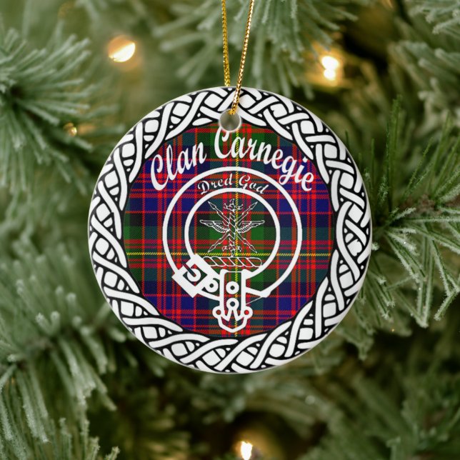 Scottish Clan Carnegie Tartan and Crest Ceramic Ornament (Tree)