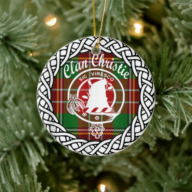 Scottish Clan Christie Tartan and Crest Ceramic Ornament (Tree)