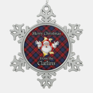 Scottish Clan Claflin MacLachlan Christmas Snowflake Pewter Christmas Ornament