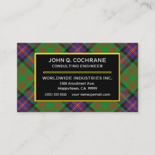 Scottish Clan Cochrane Tartan Plaid Business Card