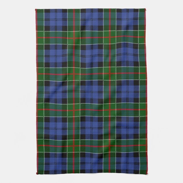 Scottish Clan Colquhoun Tartan Plaid Tea Towel (Vertical)