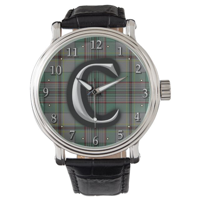 Scottish Clan Craig C Monogram Tartan Watch (Front)