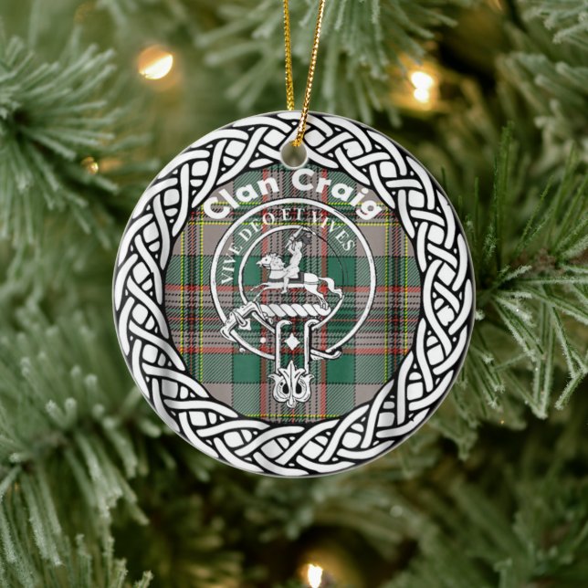 Scottish Clan Craig Tartan and Crest Ceramic Ornament (Tree)