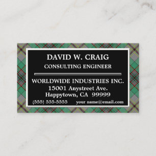 Scottish Clan Craig Tartan Plaid Business Card