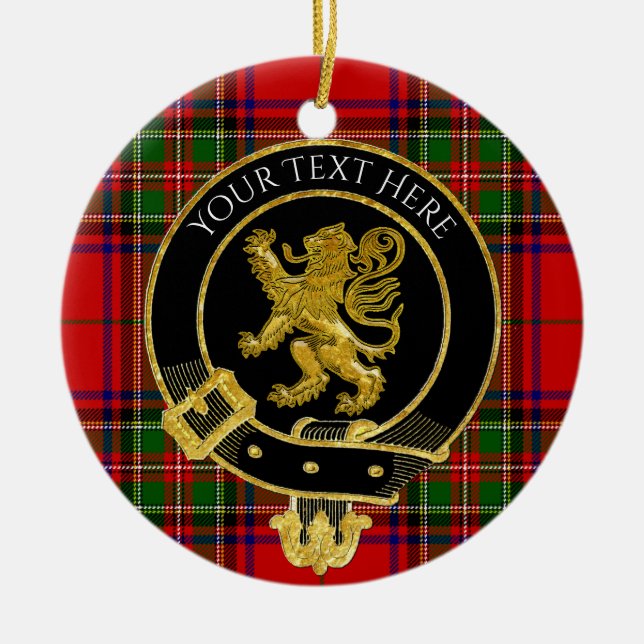 Scottish Clan Crest Lion Tartan Ceramic Ornament (Front)