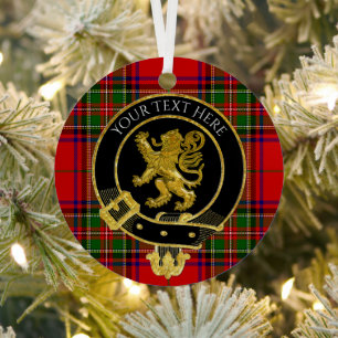 Scottish Clan Crest Lion Tartan Metal Tree Decoration