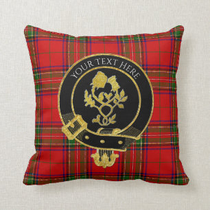 Scottish Clan Crest Rose Thistle Tartan Cushion