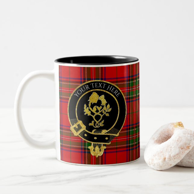 Scottish Clan Crest Rose Thistle Two-Tone Coffee Mug (With Donut)