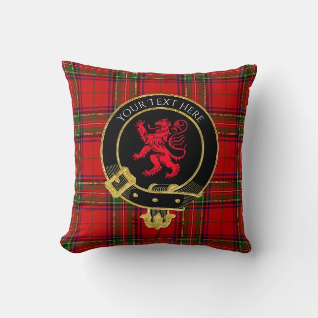 Scottish Clan Crest Tartan Lion Cushion (Front)