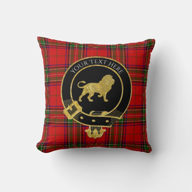 Scottish Clan Crest Tartan Lion Cushion (Front)