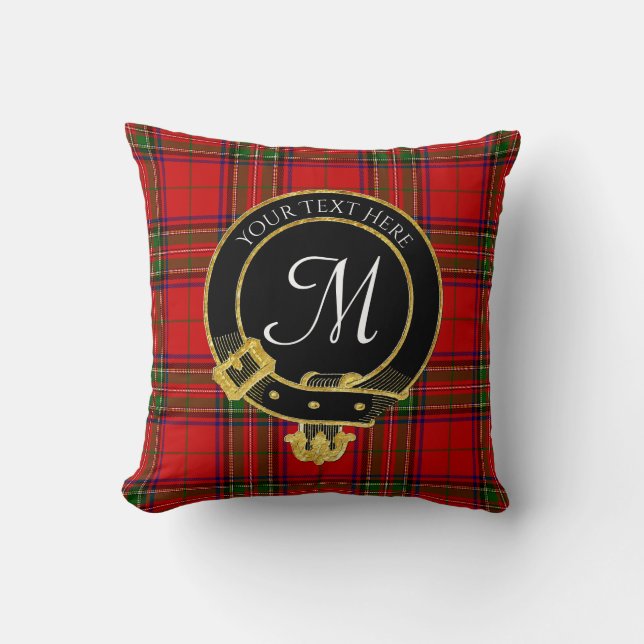 Scottish Clan Crest Tartan Monogram Cushion (Front)