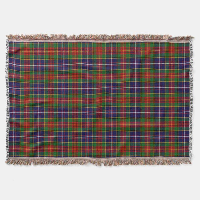 Scottish Clan Crozier Tartan Plaid Throw Blanket (Front)
