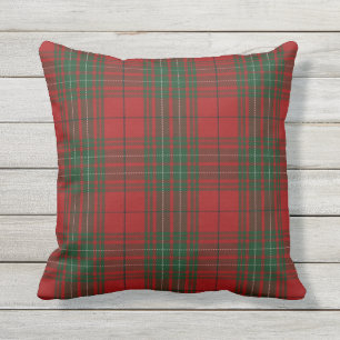 Scottish Clan Cumming Cummings Red Green Tartan Outdoor Cushion