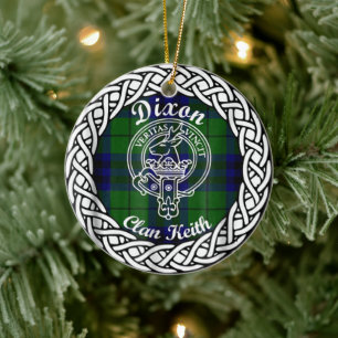 Scottish Clan Dixon Tartan and Crest Ceramic Ornament