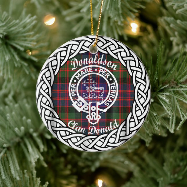 Scottish Clan Donaldson Donald Tartan and Crest Ceramic Ornament (Tree)