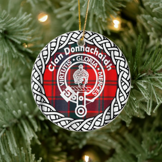 Scottish Clan Donnachaidh Tartan and Crest Ceramic Ornament (Tree)