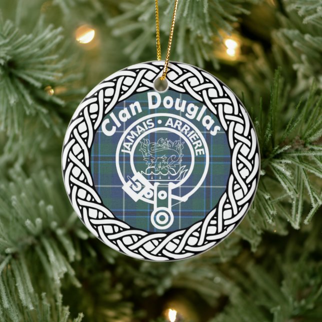 Scottish Clan Douglas Tartan and Crest Ceramic Ornament (Tree)