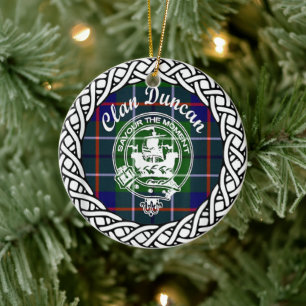 Scottish Clan Duncan Tartan and Crest Ceramic Ornament