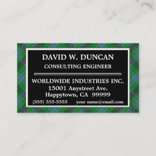 Scottish Clan Duncan Tartan Plaid Business Card