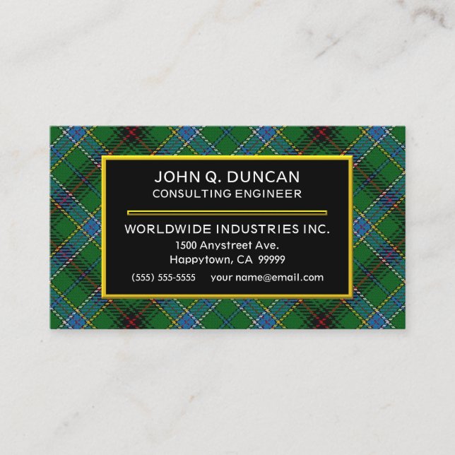 Scottish Clan Duncan Tartan Plaid Business Card (Front)