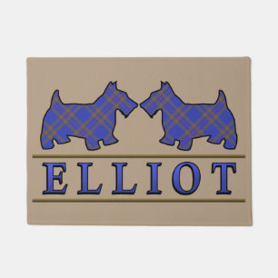 Scottish Clan Elliot Tartan Scottie Dogs Doormat