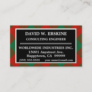 Scottish Clan Erskine Tartan Plaid Business Card