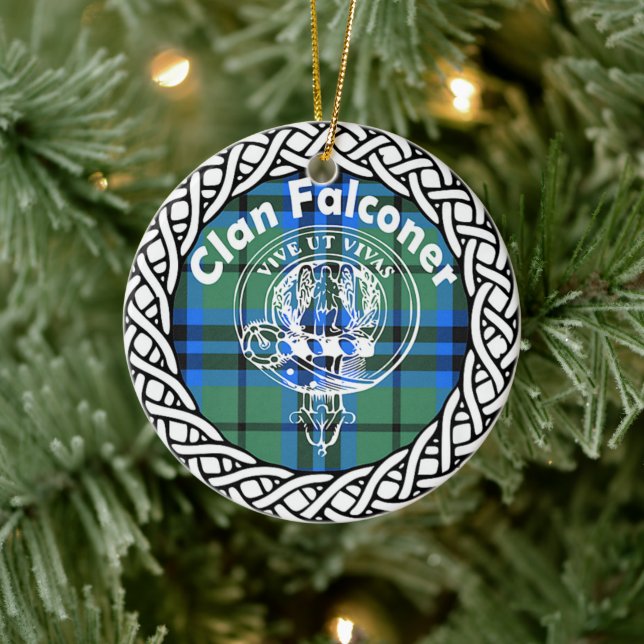 Scottish Clan Falconer Tartan and Crest Ceramic Ornament (Tree)