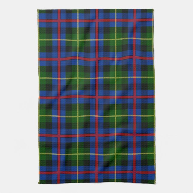 Scottish Clan Farquharson Tartan Plaid Tea Towel (Vertical)
