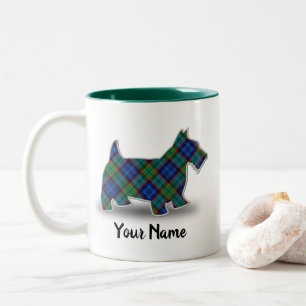 Scottish Clan Fletcher Tartan Scottish Terrier Two-Tone Coffee Mug