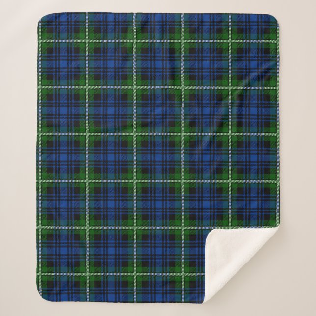 Scottish Clan Forbes Tartan Plaid Sherpa Blanket (Front)