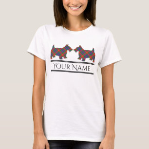 Scottish Clan Fraser of Lovat Tartan Scottie Dogs T-Shirt