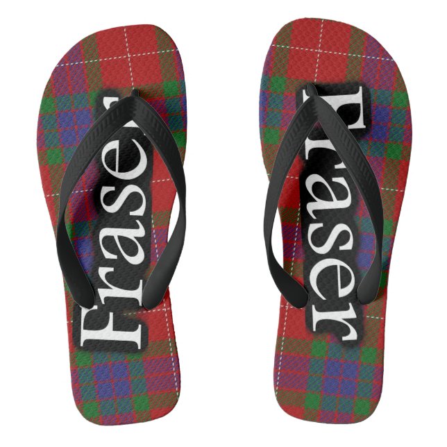 Scottish Clan Fraser Tartan Flop Flops Thongs (Footbed)