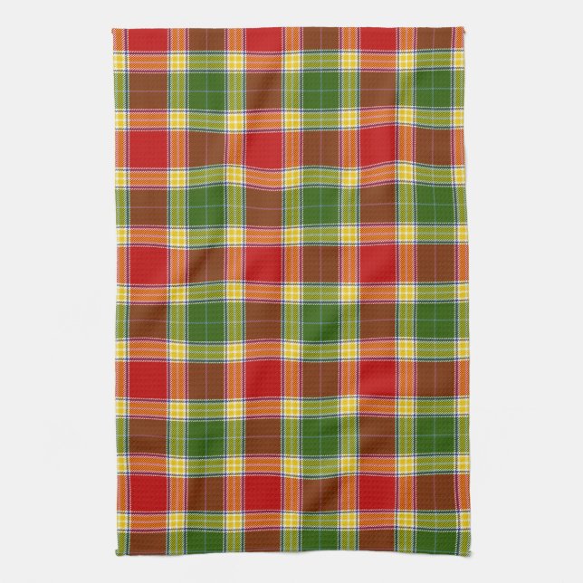 Scottish Clan Gibson Tartan Plaid Tea Towel (Vertical)