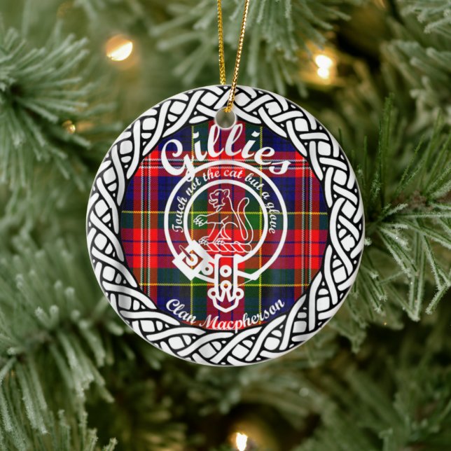 Scottish Clan Gillies Tartan and Crest Ceramic Ornament (Tree)