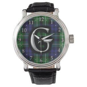 Scottish Clan Graham Letter G Monogram Clan Tartan Watch