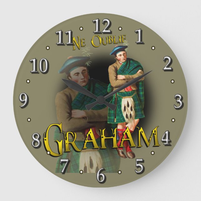 Scottish Clan Graham Tartan Large Clock (Front)