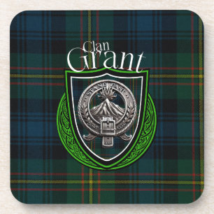 Scottish Clan Grant Tartan and Crest Coaster