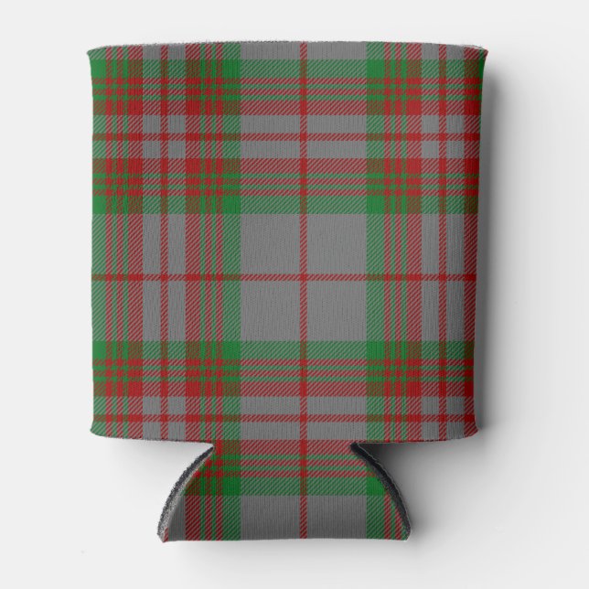 Scottish Clan Grey Tartan Plaid Can Cooler (Front)