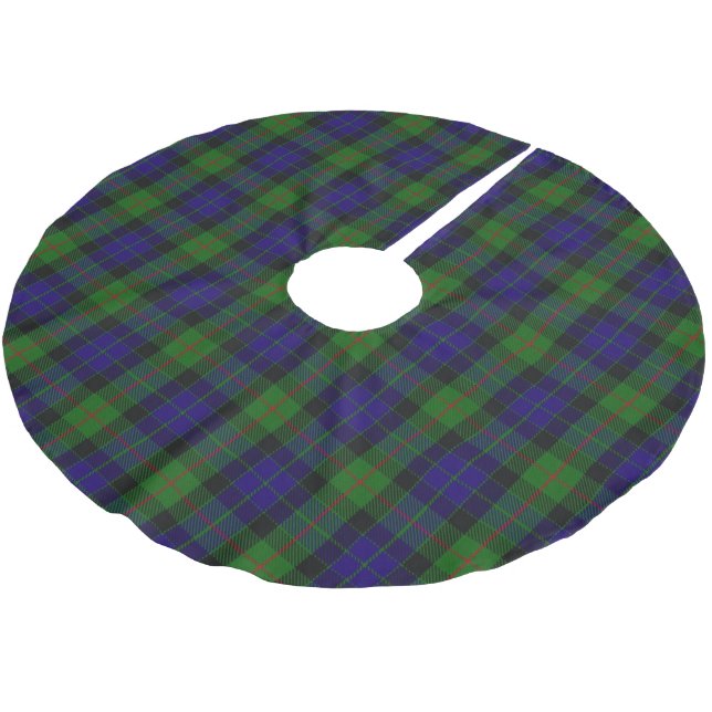 Scottish Clan Gunn Blue Green Tartan Brushed Polyester Tree Skirt (Angled)
