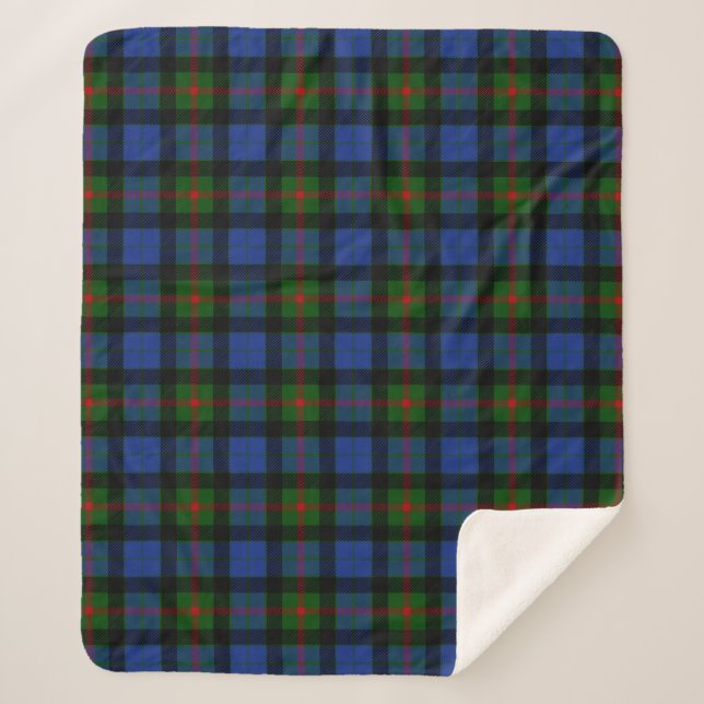 Scottish Clan Gunn Tartan Plaid Sherpa Blanket (Front)