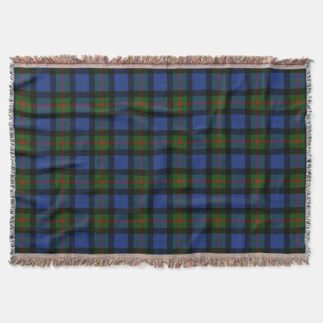 Scottish Clan Gunn Tartan Plaid Throw Blanket (Front)
