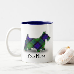Scottish Clan Gunn Tartan Scottish Terrier Two-Tone Coffee Mug