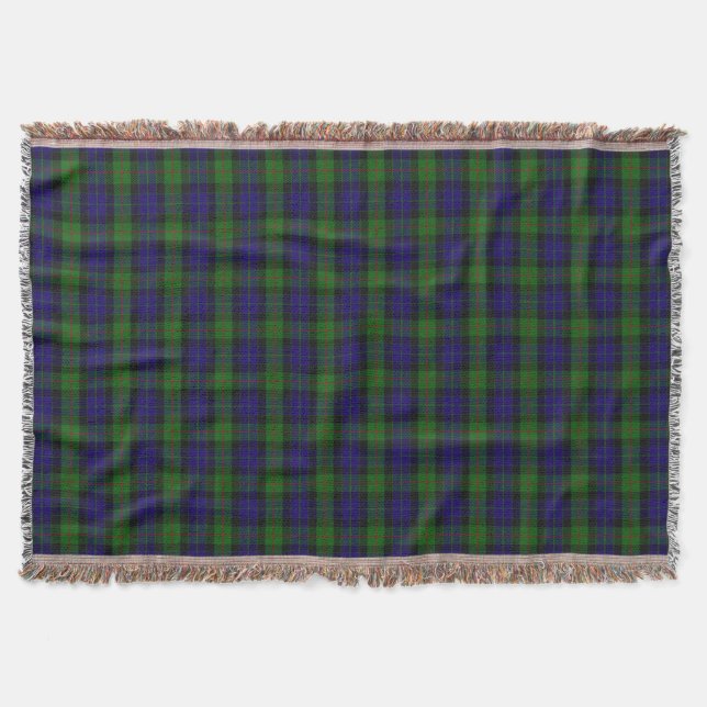 Scottish Clan Gunn Tartan Throw Blanket (Front)