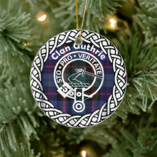 Scottish Clan Guthrie Tartan and Crest Ceramic Ornament