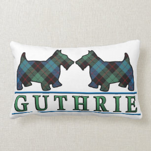 Scottish Clan Guthrie Tartan Scottie Dogs Lumbar Cushion