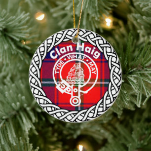 Scottish Clan Haig Tartan and Crest Ceramic Ornament