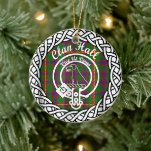Scottish Clan Hall Tartan and Crest Ceramic Ornament