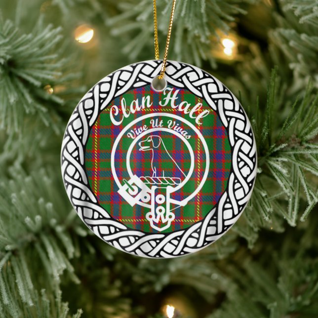 Scottish Clan Hall Tartan and Crest Ceramic Ornament (Tree)