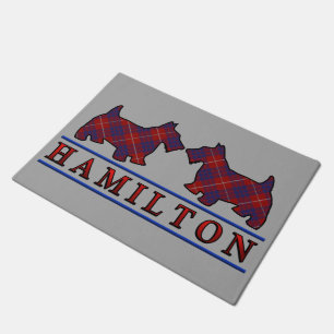 Scottish Clan Hamilton Tartan Scottie Dogs Doormat