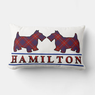 Scottish Clan Hamilton Tartan Scottie Dogs Lumbar Cushion